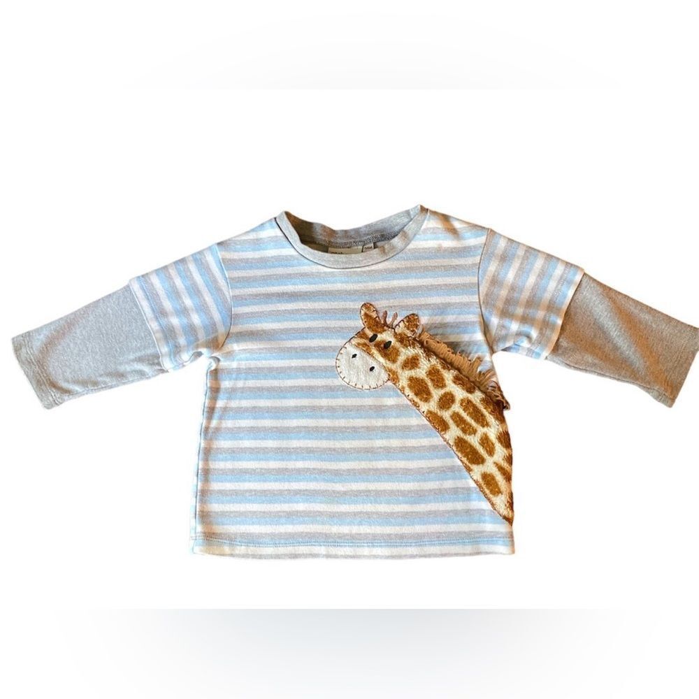 Cachcach Striped Giraffe Appliqué Kids Shirt size 24M